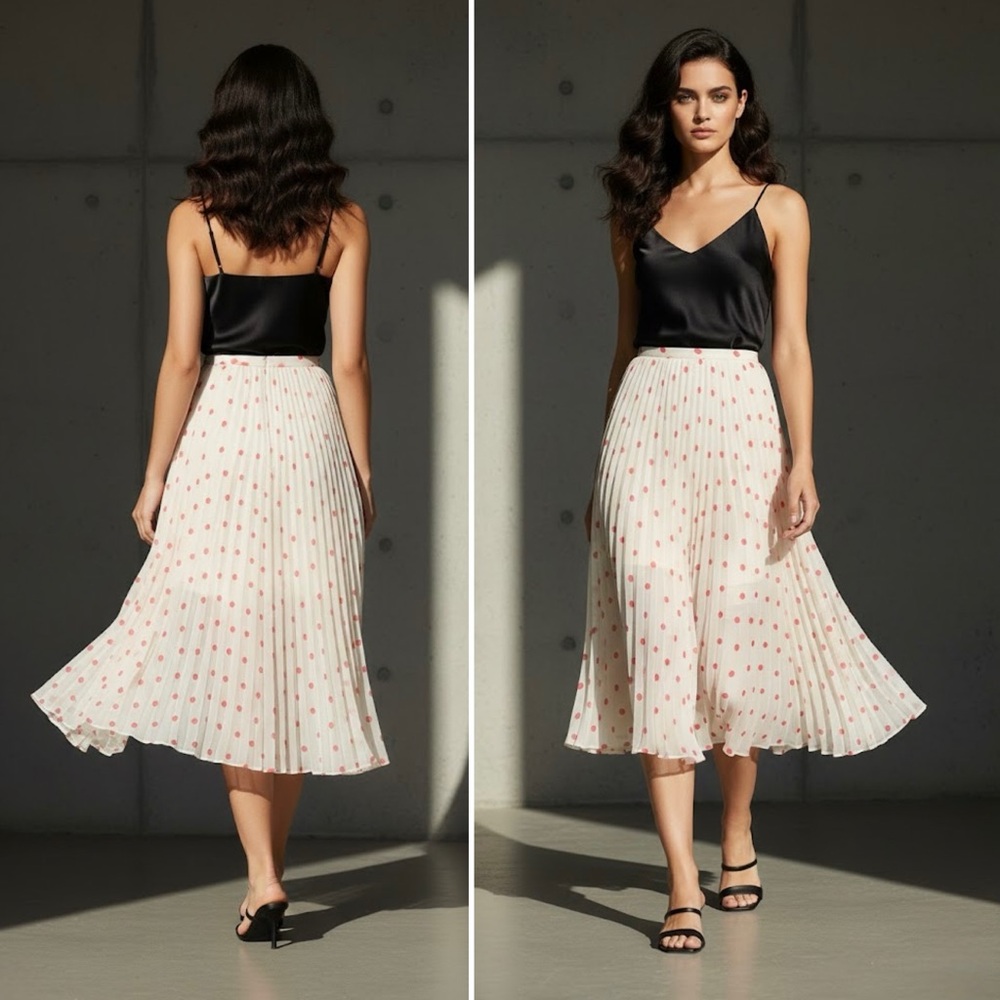 NWOT NEW BB DAKOTA STEVE MADDEN GINERVA A-LINE PINK RED WHITE POLKA DOT SKIRT 6